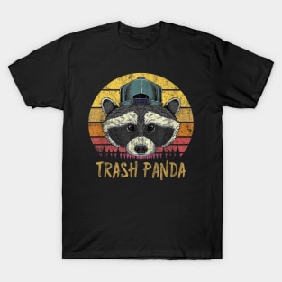 Raccoon Trash Panda Retro Sunset Funny Vintage Graphic Print T-Shirt T-Shirt